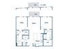 Two bedroom two bathroom floorplan image at Jada Legacy Central Apartments in Plano, TX